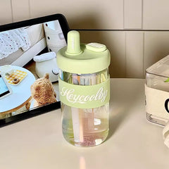 YICKYUE  -  600ml Cute Glass Cup With Lid And Straw Cover Cap Infuser Glass Water Bottle Aesthetic For Coffee Tea Juice Drinking Bottle