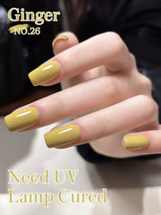 YICKYUE  -  1Pc Giner Yellow Tone Gel Nail Polish, Semi-Permanent Soak Off UV/LED Gel, Alcohol-Free Formula