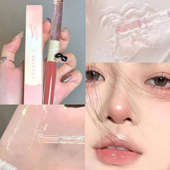 Yickyue Purple Glitter Water Light Lip Gloss Long-lasting Double-end Lip Glaze Mirror Liquid Lipstick Not Fade Lip Tint Korean Cosmetic