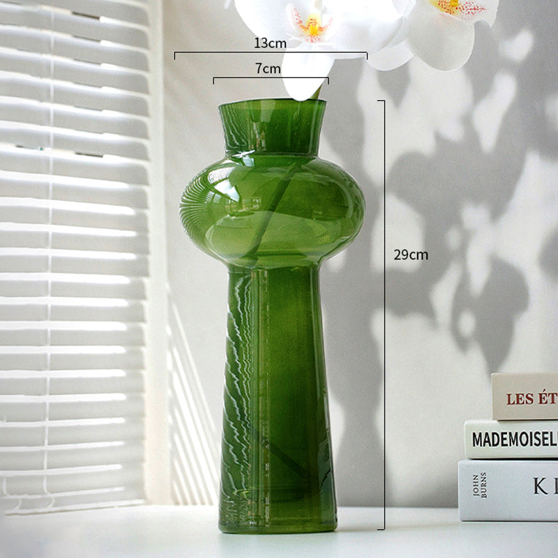 YICKYUE  -  Nordic Style Green Glass Flower Vase Desktop Living Room Coffee Table Decorative Ornaments Home Decor