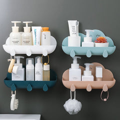 Bathroom Accessories Cosmetic Storage Box Hook Soap Rack Drain Organizer Multifunctional Wallmounted Shower Tray Rack Free Punch
