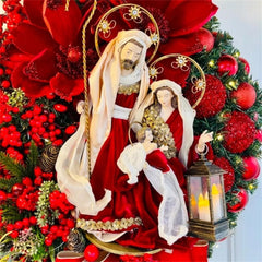 2022 Sacred Christmas Wreath With Lights Hanging Ornaments Front Door Wall Decorations Merry Christmas Tree Artificial Garland