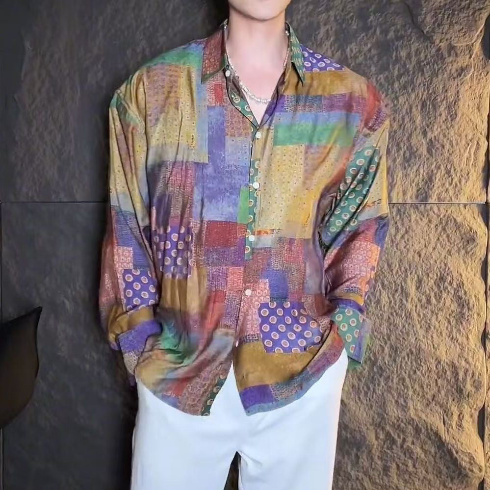 Hearujoy Thai Exotic Style Shirts For Men Spring and Autumn Fashion Long Sleeve Top Streetwear Vintage Casual Non-ironing Slim Fit Shirt