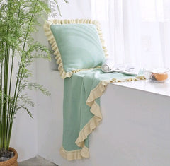 Yickyue Cotton Sofa Blanket Wool Blanket Cotton Knitted Casual Blanket Bed Runner Bedspread Air Conditioning Blanket Ruffled Fashion