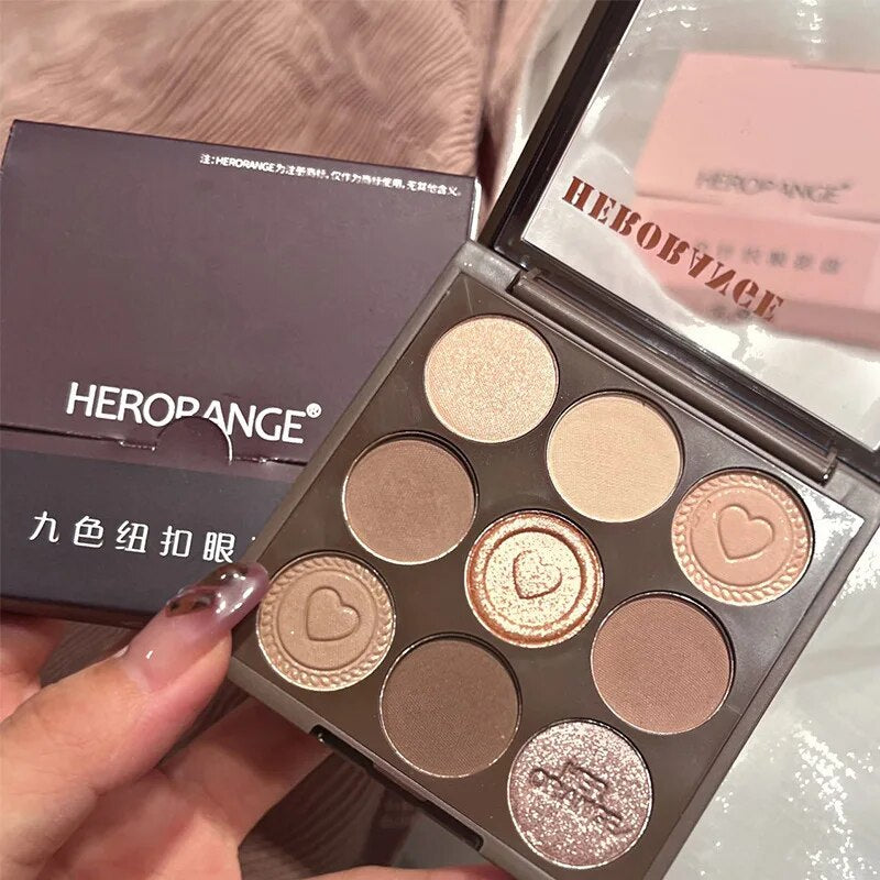 Yickyue Button Knit Pattern 9 Color Eyeshadow Tray  Matte Oatmeal Eyeshadow Pigment Powder Korean Autumn Winter Makeup Kit Professional