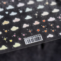 1 Sheet Cute White Cloud 3D Nail Art Water Transfer Stickers Star Decals Nail Tips Decals DIY Manicure Art Tattoos