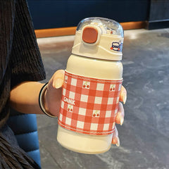 YICKYUE  -  Kawaii Cherry Thermal Water Bottle Cute Girl Children's Water Bottles 350/450ml Thermos For Tea Coffee Portable Travel Cup Gift