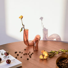 Bending Vase for Flowers Glass Ornaments Dining Room Living Room Nordic Table Vases Decoration Candle Holder