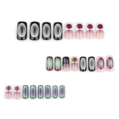 YICKYUE  -  24pcs Blush French False Nails Fashionable Y2k Press On Nails Hand Painted Ballet Fake Nails Fashion Gradient Long Square Nails