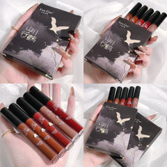 5 PCS Chinese Style Lip Glaze Set Student Matte Velvet Beginner Show White Cigarette Case Lipstick