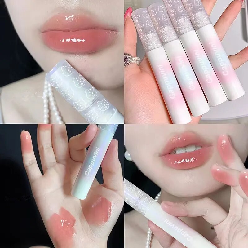 Yickyue Bubble Mirror Water Lip Gloss Waterproof Lasting Transparent Glass Lip Glaze Moisturizing Color Rendering Lipsticks Lips Makeup