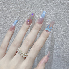 24pcs Jelly Burgundy Color Coffin Press On Nail tips With Bow Love Heart Print Full Cover Fake Nails  Wearable Nail Art Tips