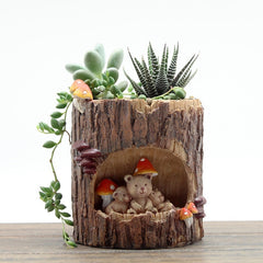 Zakka Tree Stump Hole Flower Pots Cartoon Resin Plant Planter Succulent Flowerpot Garden Accessories Desktop Decoration RR2262