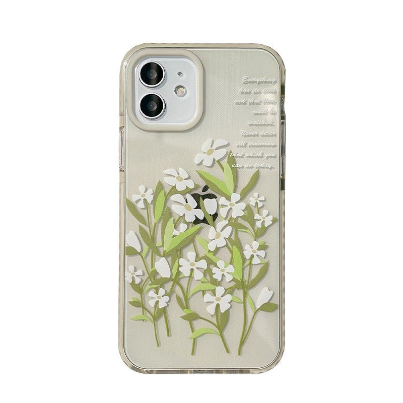 Soft silicone Flower Retro phone case high quality shockproof cover for iphone 12 11 pro max mini 8 7 plus x xr xs max capa