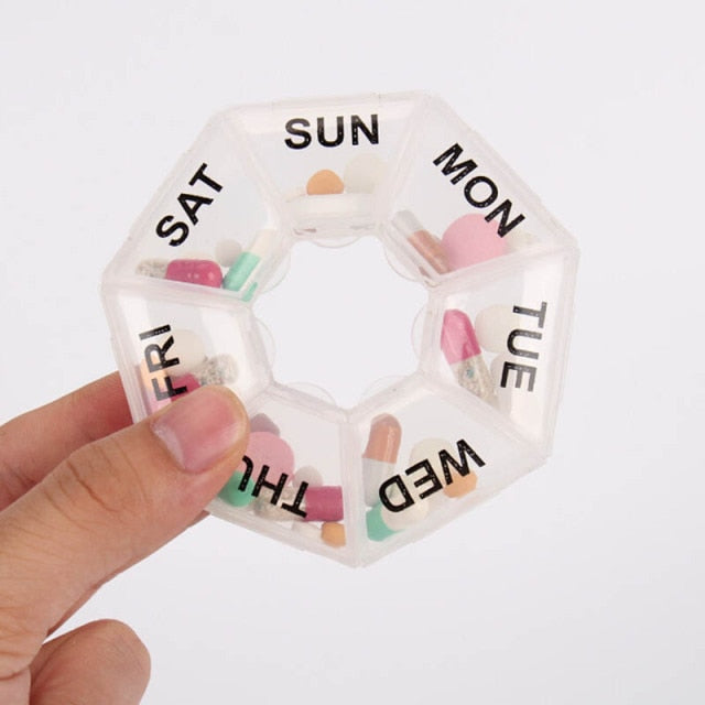 7 Days Medicine Pill Box Mini Round Portable Travel Storage Vitamin Box Sort Tablet Holder Organizer Container Cases RANDOM