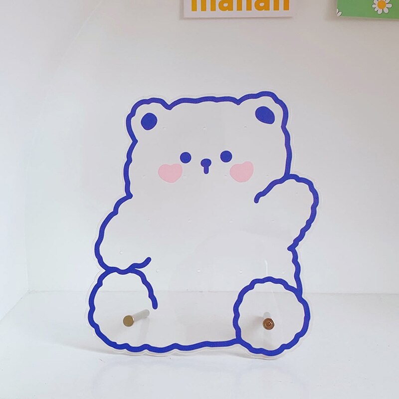 Cute Bear Acrylic Earring Holder Girls Room Decor Jewelry Display Unique Design Stud Earring Stand Bathroom Storage Rack Gift