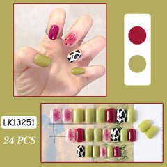 Press on stickers Short Fresh Flowers Decorated Frosted full cover Wearable Fake Nail Suitable for Girl Summer Hand Decoration