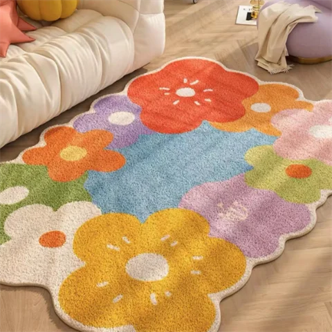 YICKYUE  -  Flower Living Room Non-slip Carpet Simple Girl Bedroom Bedside Carpets Leisure Restaurant Coffee Table Large Area Decorative Rug
