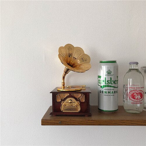Retro Nostalgic Gramophone Music Box Birthday Gift Home Decoration Bedroom Room Ornaments