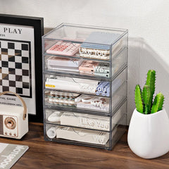 YICKYUE  -  New Desktop Transparent Drawer Storage Box File Storage Box Bedroom Study Superimposed Combination Storage Cabinet Home Office