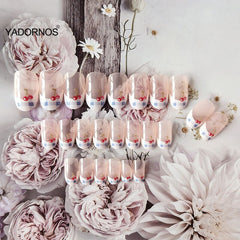 Fake Nails French Manicure Paragraph Ballet Nails Cute Cherry Finished Nail Piece 24pcs Glue Type Best Gifts Ty
