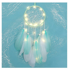 2022 Wall Dream Catcher Led Handmade Feather Braided Wind Chimes Art For Room Decoration Hanging Home Christmas Decor Poster