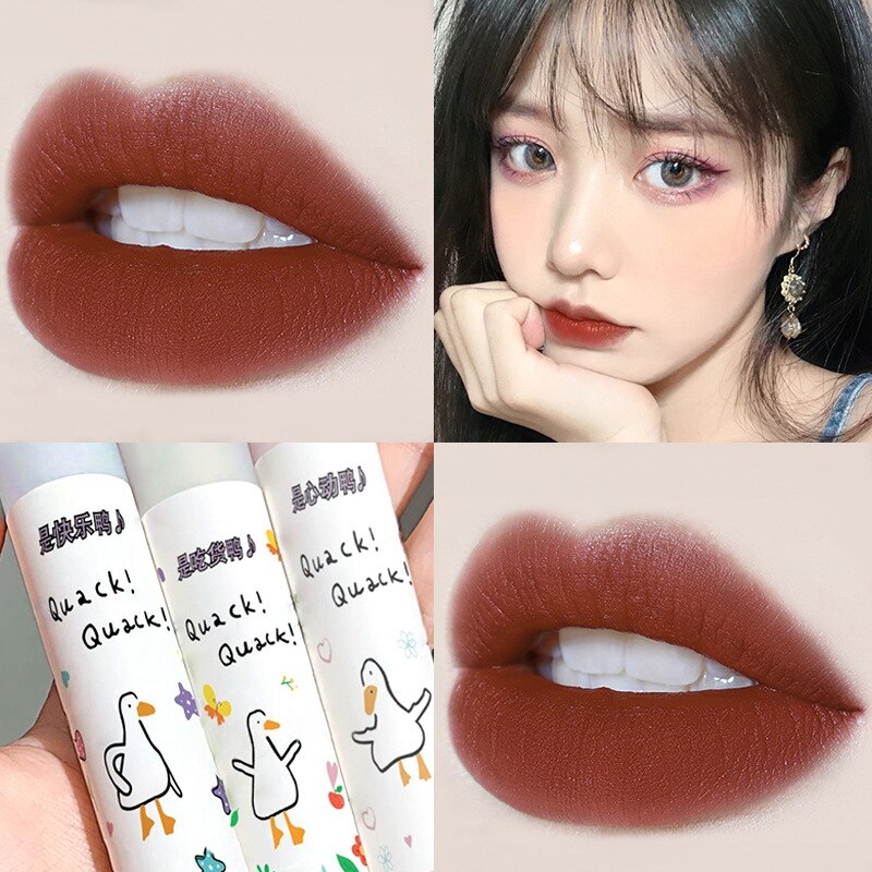 6 Colors Velvet Matte Lip Gloss Cute Duck Makeup Lip Glaze Beauty Cosmetics Long Lasting Waterproof Women Liquid Lipsticks
