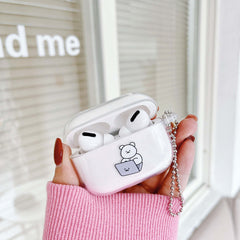 Computer bear cute earphone case wireless bluetooth Charging Box crystal cases for airpod pro 3 cover for apple air pod 2/1 capa