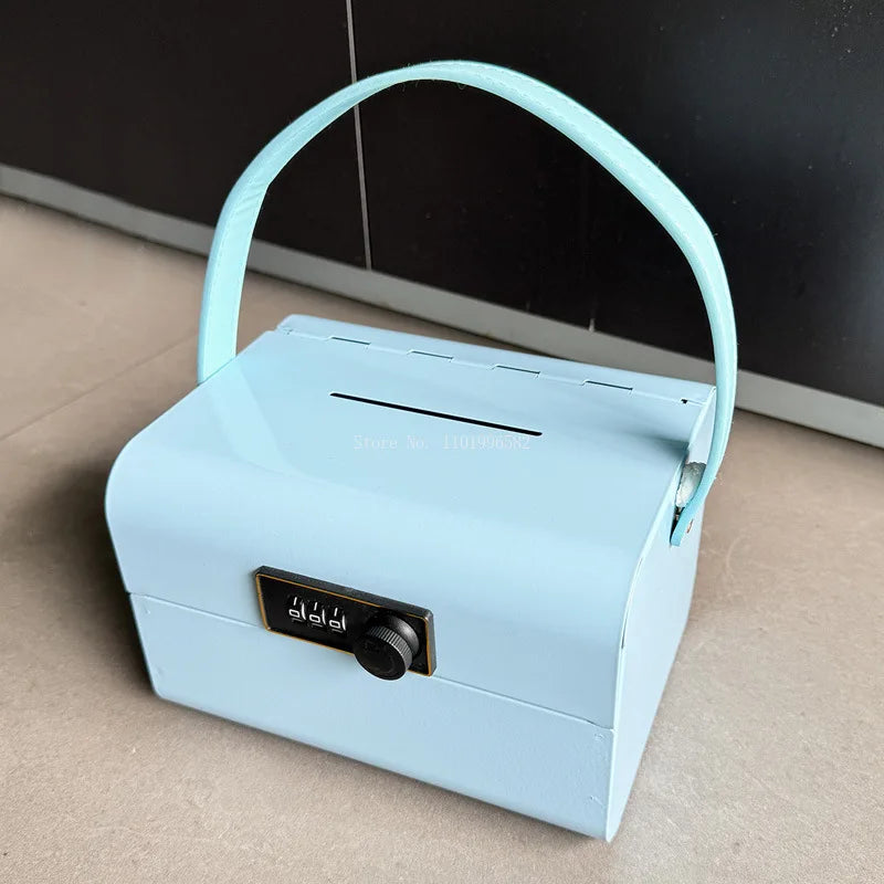 YICKYUE  -  Portable Password Piggy Bank Desktop Mini Change Storage Metal Code Box Boys and Girls Creative Birthday Gift Storage Supplies