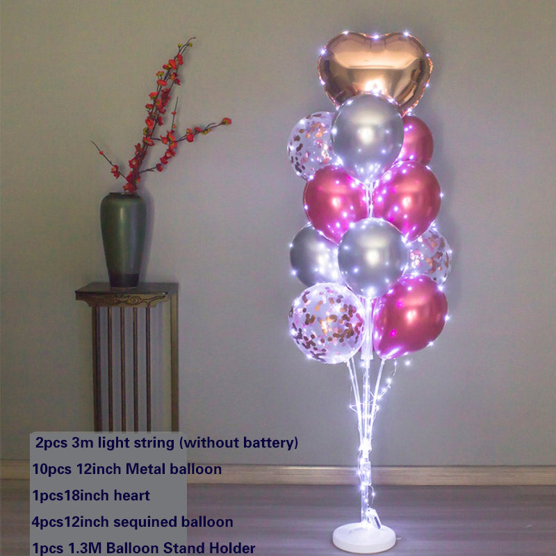 YICKYUE  -  13Tubes LED Glow Balloon Stand Holder Balloon Stick Happy Birthday Balloon Kids Baby Shower Adult Wedding Party Decoration