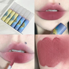 YICKYUE  -  Rose Pink Matte Lip Glaze Velvet Liquid Lipstick Pigment Lasting Water Proof Lip Gloss Cosmetics Sexy Red Lip Tint Makeup Korean