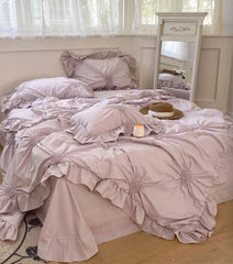 Yickyue -  Romantic fairyfair purple blue pink bedding set,full queen king unusual cotton home textile flat sheet pillow case duvet cover