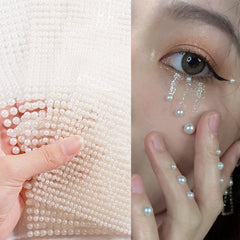 Yickyue  White Pearl Eyes Face Temporary Tattoo Gems Dots Beauty DIY Body Art Accessories Festival Decorations 3D Nail Rhinestones