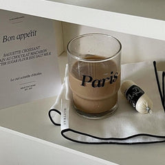 Ins Style Chic Alphabet Printing Paris Juice Cup Dessert Glass Coffee Milk Tea Cup Simple Drinking Set
