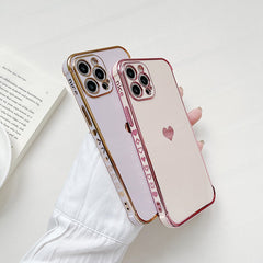 Luxury Plating Love Soft Case For iPhone 11 12 13 Pro Max Mini XR X XS 7 8 Plus SE 2 2020 Solid Color Silicone Shockproof Cover