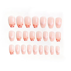 24pcs false nails with designs Leopard Heart Printed Nail Patch with glue Paragraph Fashion Removable Manicure tips acrylic nail