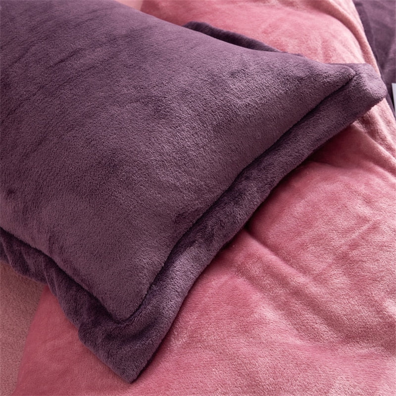2pcs 48x74cm Flannel Pillowcases Soft Cozy Solid Color Pillow Case Skin-friendly Sleeping Pillow Cover