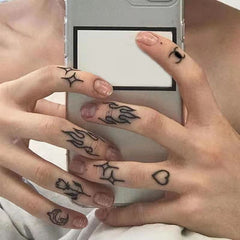 Temporary Tattoo Sticker Hand-painted Black Finger Tattoo Sticker Female Men Body Art Fake Tattoo