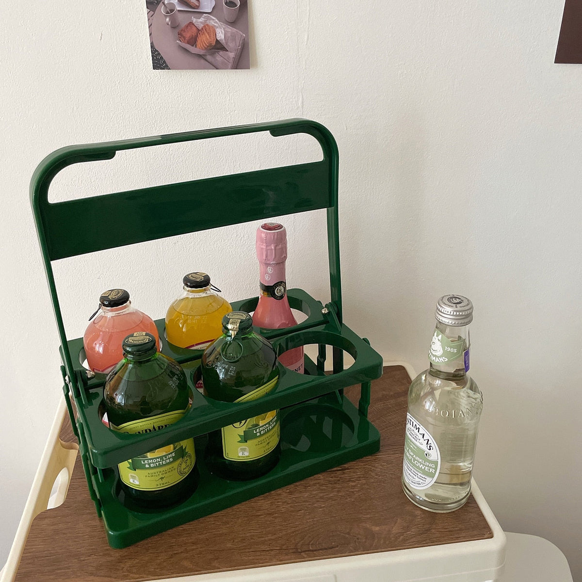 Pink Cute Beer Storage Rack Picnic Drink Rack Rack Camping Foldable Picnic Basket Shopping Basket Photo Props