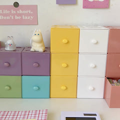 Japanese Cute Storage Box Small Drawer Square Splicing Desktop Storage Stacking Box Container Kids Toys Organizer Desk Organizer