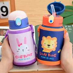 304 Stainless Steel Cute Fashion Mug For Primary School Students Children's Portable Outing Strap Water Bottles