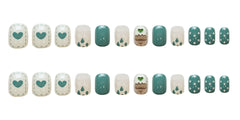 24pcs/box fake nails with deisgn ice cream artificial nails with glue summer style press on nails detachable nail accesoires