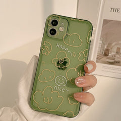 Happy flower phone case for iphone 7 8 plus x xr xs max 11 12 mini pro max se 2020 couples soft silicone protective cover capa