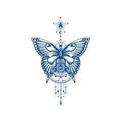 YICKYUE  -  Premium Semi-Permanent Tattoos for Men Women,Dark Blue Butterfly Temporary Tattoo Lifelike Waterproof and Long-Lasting 1-2 Weeks
