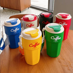 420ml/620ml Portable Stainless steel 304 Coffee Mug With Rope New Fashion Thermos Mug Travel Thermal Cup For Gifts