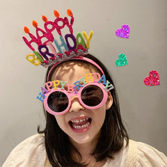 Birthday Headband Glasses Party Decorative Glasses Happy Birthday Party Dress Up Eyeglasses Children Women Headwear Photo Props