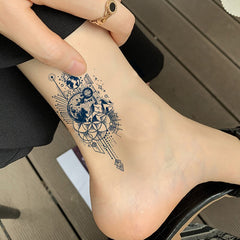 25 Designs Waterproof Temporary Black Sketchs Flowers Tattoo Stickers Flash Fake Body Tattoos for Men Women