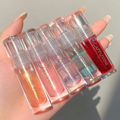 Capovini 3 Packs of Transparent Water Gloss Lip Gloss Pearl Gloss Lip Gloss Glass Moisturizing Natural Jelly Color Lip Makeup