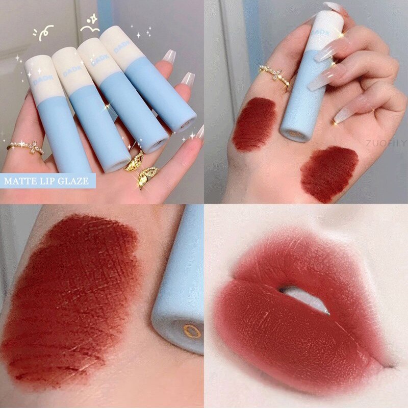 Lip Gloss 6 Colors Nude Matte Lip Glaze Lipstick Waterproof Long Lasting Nonstick Cup Red Lip Tint Velvet Lip Glaze Cosmetics