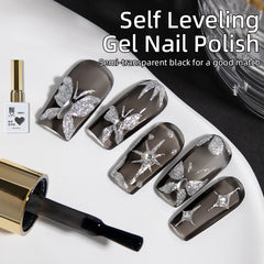 YICKYUE  -  RS Nail 9ml Self Leveling Gel Nail Polish Transparent Black Traceless Leveling Gel Semi Permanent Nail Art Soak Off LED UV Gel